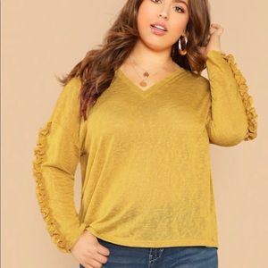 Plus Drop Shoulder Frill Trim Tee